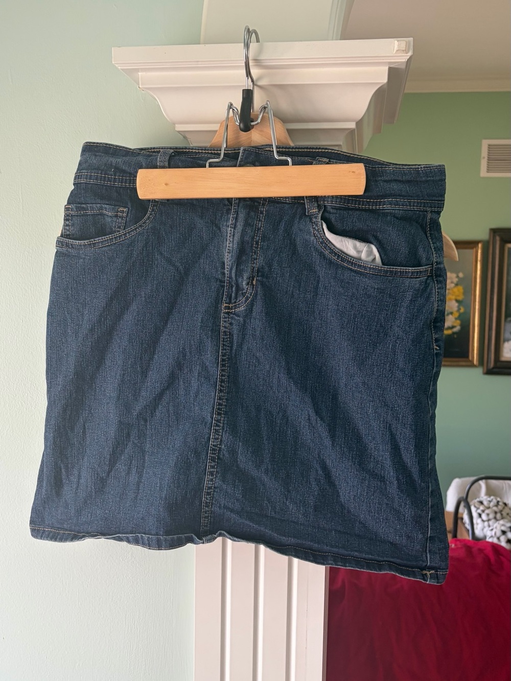 Dark Wash Denim Mini Skirt Skort